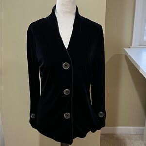 Harve Benard Black Velvet Button Down Top Jacket Size S EUC